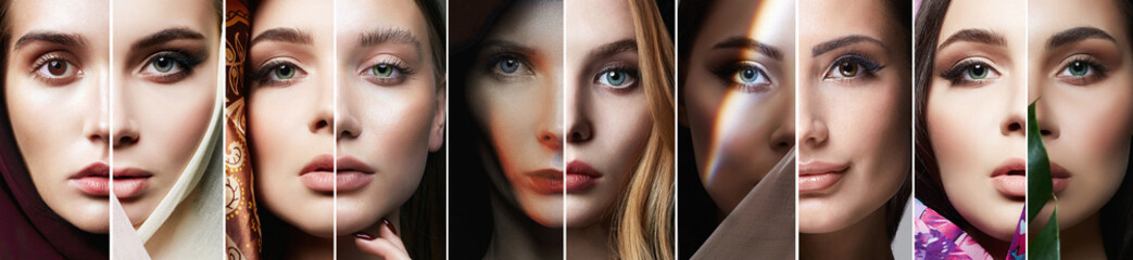 Wall Mural - different female eyes. collage of beautiful women