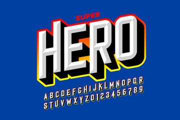 Poster - comics superhero style font, alphabet letters and numbers