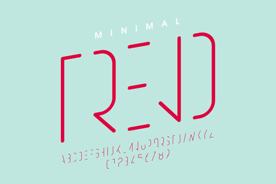 Minimal style font, thin line alphabet, letters and numbers