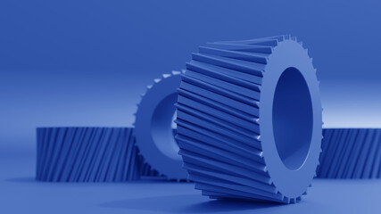 Poster - 3d illustration. wallpaper, blue ABSTRACT background with gear copy space