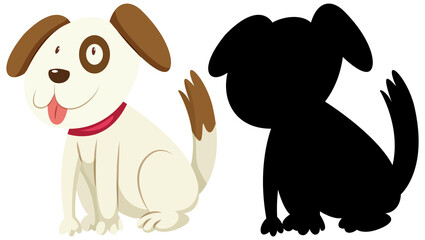 Sticker - Cute dog with its silhouette