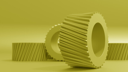 Poster - 3d illustration. wallpaper, yellow  ABSTRACT background with gear copy space