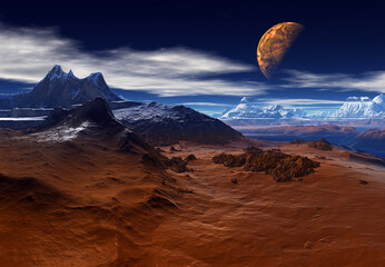Wall Mural - 3d rendered fantasy alien landscape - 3d illustration