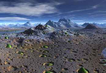 Wall Mural - 3d rendered fantasy alien landscape - 3d illustration
