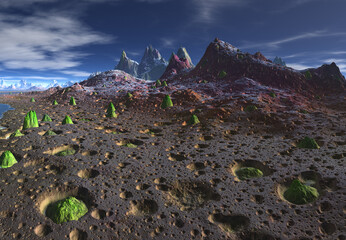 Wall Mural - 3D Rendered Fantasy Alien Landscape - 3D Illustration