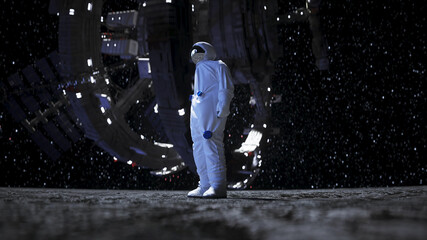 Canvas Print - Astronaut on the moon stay idle. 3d render.