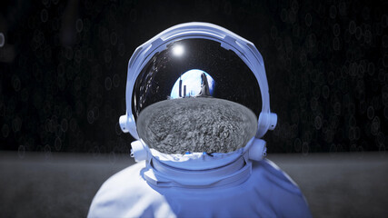 Wall Mural - astronaut on the moon stay idle. 3d render.