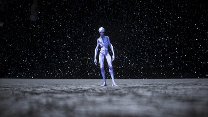 Canvas Print - Alien on the moon. Ufo concept. 3d rendering.