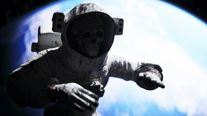 Wall Mural - dead astronaut in outer space. cadaver. 3d rendering.
