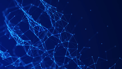 Leinwandbilder - Digital communication of points. Technological background. Network connection structure. 3D