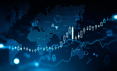 Poster - Financial interface and stock graph background