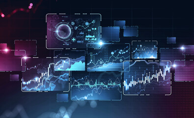 Poster - Financial infographics interface, stock market