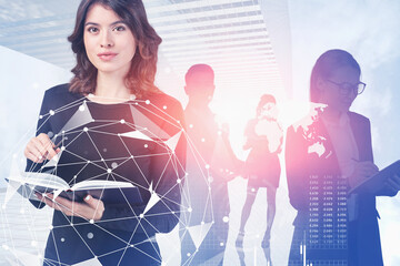 Poster - Business team in city, global network