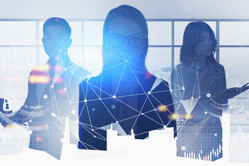 Poster - Business team in office, network interface