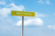 © vallerato - New Travel. Road sign against a blue cloudy sky. New impressions.