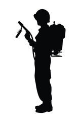 A soldier with frame thrower silhouette vector