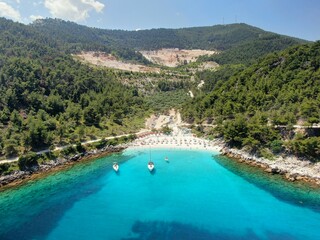 Thassos , a wonderful greek island seen from a drone