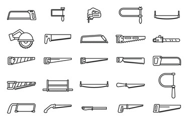 Poster - home saw icons set. outline set of home saw vector icons for web design isolated on white background