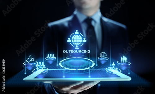 Fotomural Outsourcing Global Recruitment Business and internet concept.