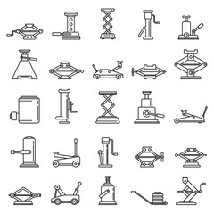 Poster - modern jack-screw icons set. outline set of modern jack-screw vector icons for web design isolated o