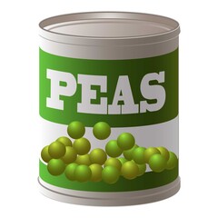 Canvas Print - Peas tin can icon. Cartoon of peas tin can vector icon for web design isolated on white background