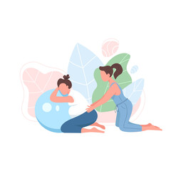 Poster - Coach with pregnant woman flat color vector faceless character