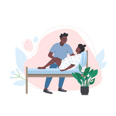 Poster - Young african family flat color vector faceless character