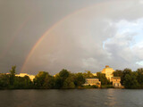 Fototapeta Tęcza - Double rainbow over the Vltava River