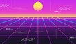 Vaporwave background for disco, virtual trendy, glow vintage retrowave 90s, futuristic neon space. Vector illustration