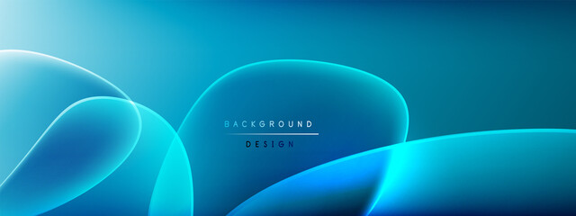Vector abstract background - liquid bubble shapes on fluid gradient with shadows and light effects. Shiny design template for text