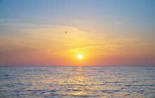 Sun And Sea Sunset Background.