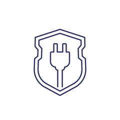 Poster - electric plug and shield line icon