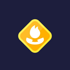 Sticker - fire phone icon, vector sign