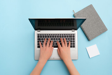 Poster - Personal Workplace Overview With Laptop Device Used For Individual Interest
