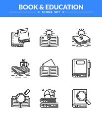 Fototapete - Book and educational vector Icon set, New and trendy with outline style. modern vector icon concept for web graphics
