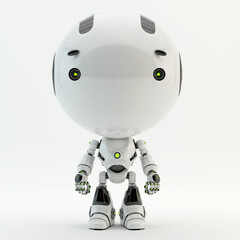 Wall Mural - Cute little robotic character with round glossy head and two little camera eyes, 3d rendering