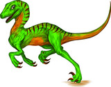 Fototapeta Dinusie - dinosaur hypsilophodon green reptile vector illustration