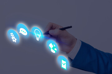 Poster - information digital technology network connection infographic elements icon