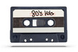 Old audio tape cassette with 80's hits text