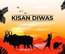 Vector Illustration For Indian Day Kisan Diwas Means Farmer Days.