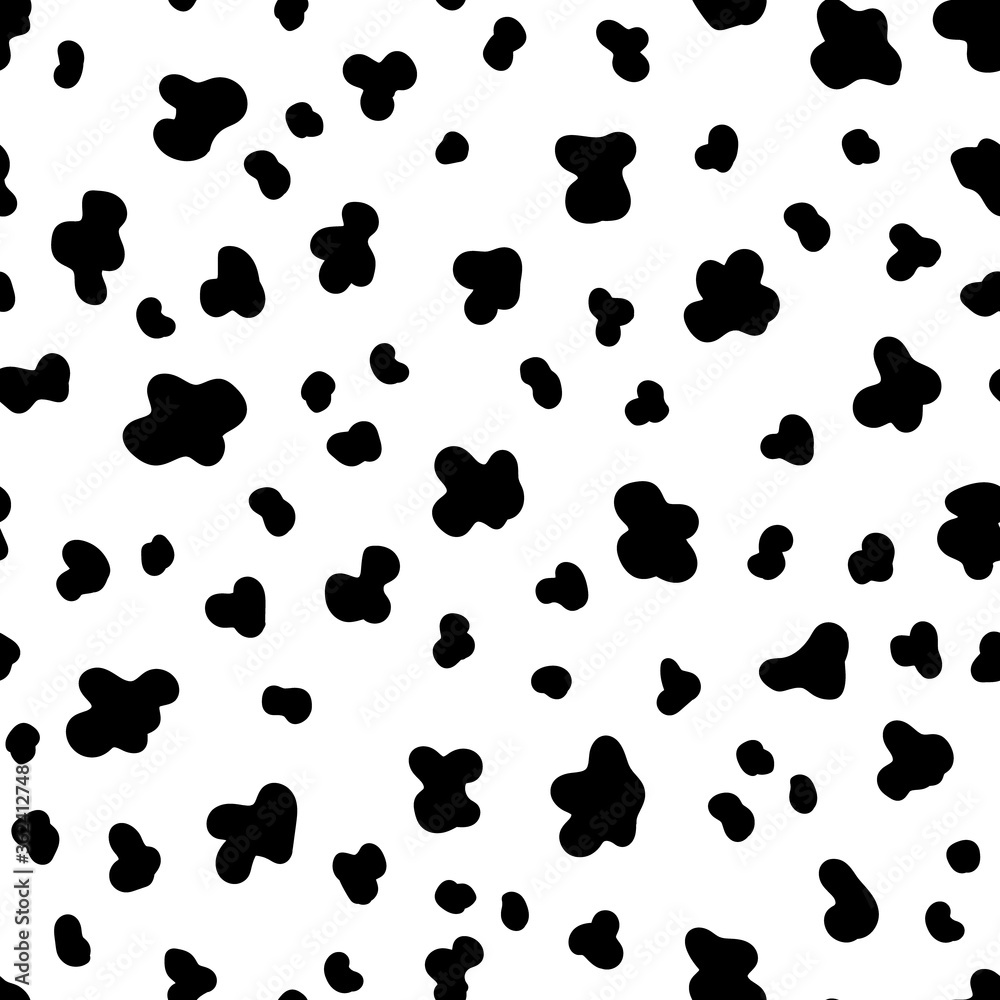 Cow Skin texture seamless pattern. Black and white spotted background ...