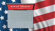 laptop on united states flag american independence day celebration 4th of july banner greeting card horizontal top angle view vector illustration