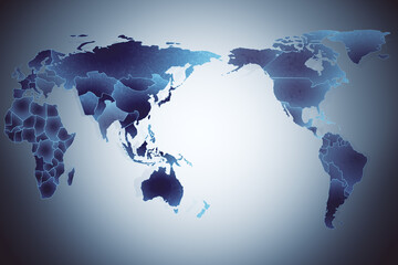 Fototapete - Digital screen with world map.