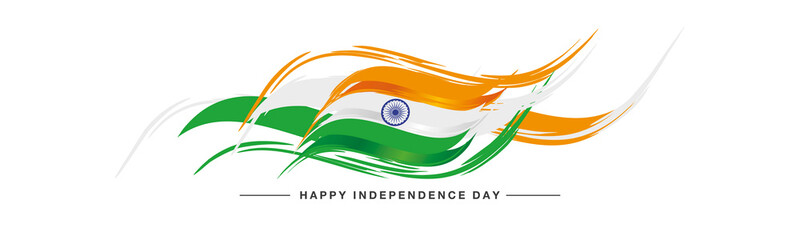 Wall Mural - Happy Independence day India abstract flag white background banner