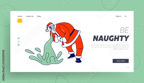 Fotografía Sick Santa Claus Puke Landing Page Template