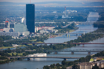 Wall Mural - view of the city of Vienna alongside the Danube river