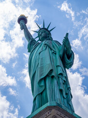 Sticker - close front view of Statue of Liberty in America on a hot summer day