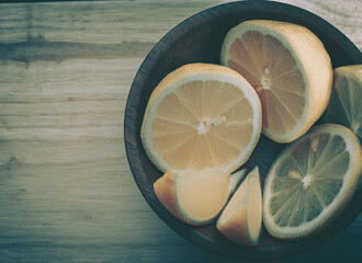 Close Up Of Fresh Lemon; vintage style