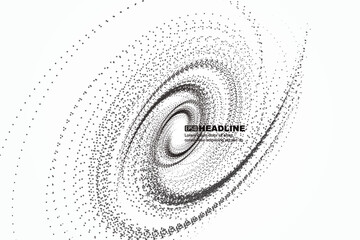 Poster - Black and white texture dynamic particle swirl abstract graphic texture background.