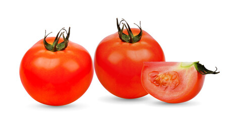 Wall Mural - Ripe tomatoes on white background